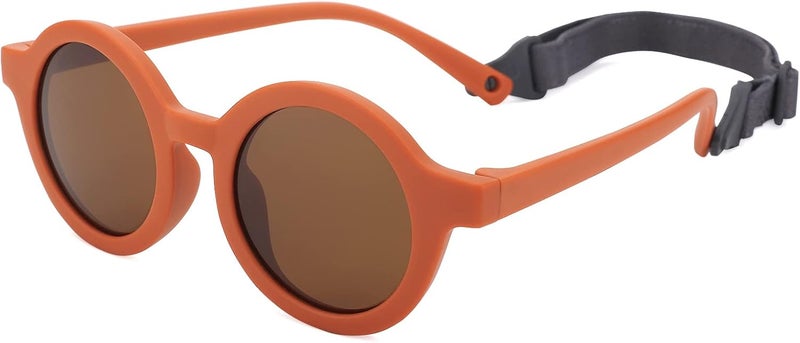 COASION Baby Polarized Round Sunglasses Flexible Rubber Shades with Strap for Toddler Newborn Infant Ages 0-24 Months - Image 3